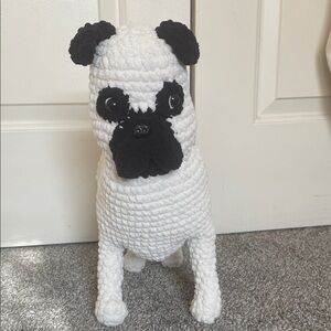 Handcrafted Black and White Dog pug Plush Toy